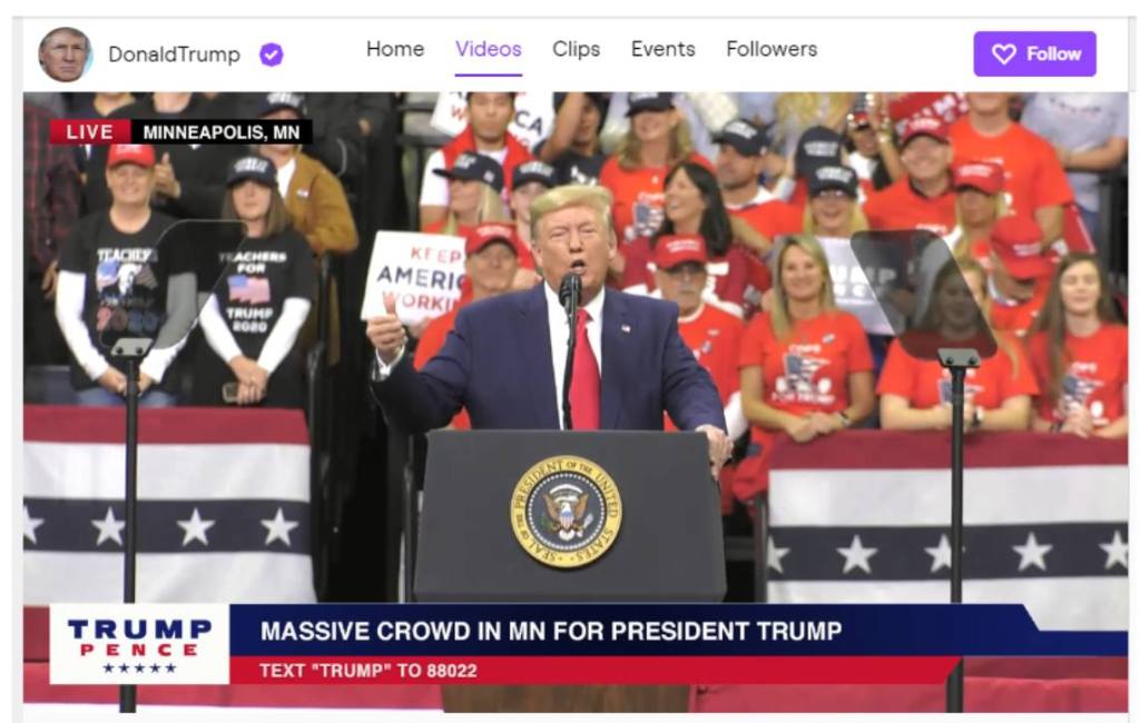 Donald Trump Is now on Amazon’s Twitch streaming service